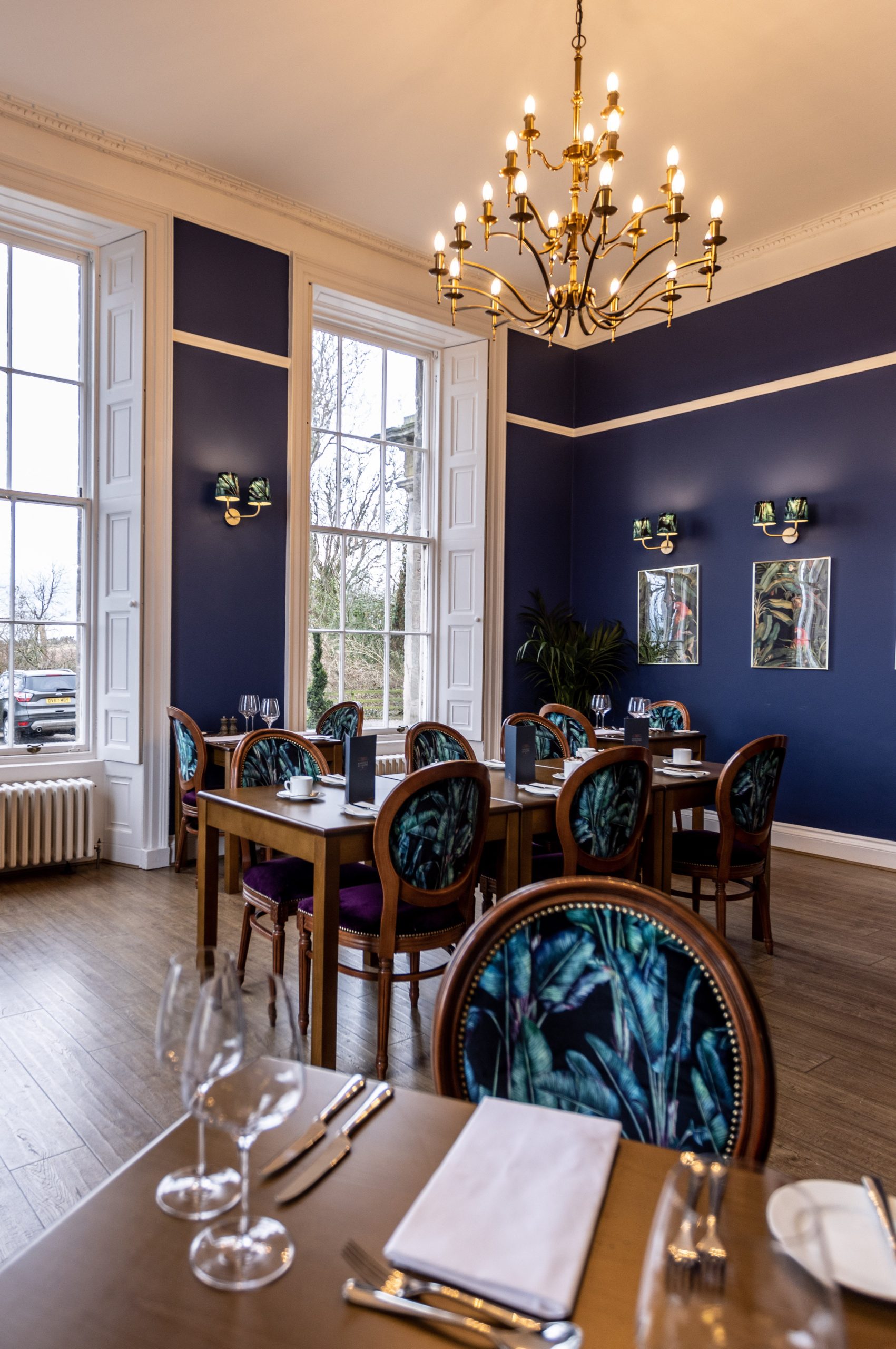 gourmet Four full-decorated tables at Restaurant 1782 at Marshall Meadows