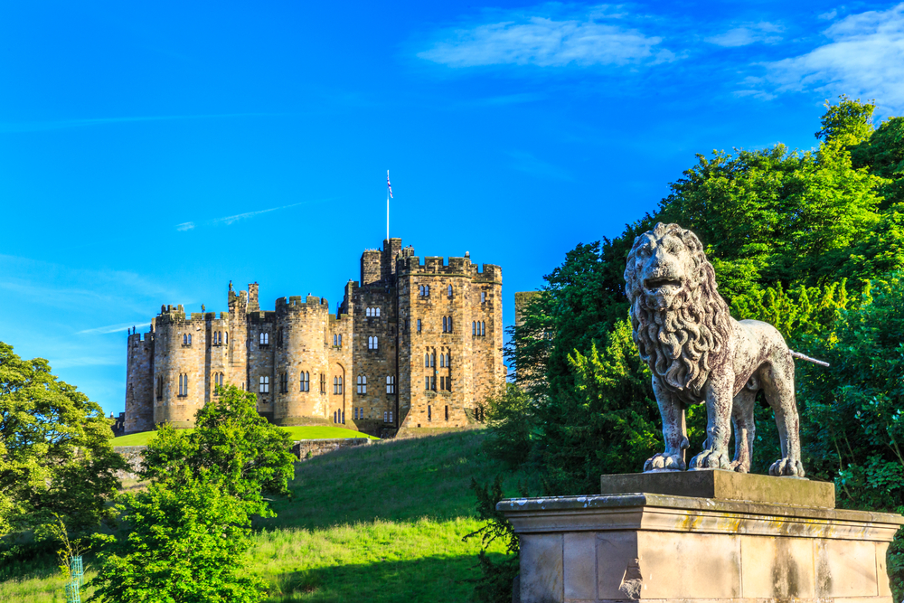 Alnwick Castle, a castle and stately home in Alnwick in the English county of Northumberland
